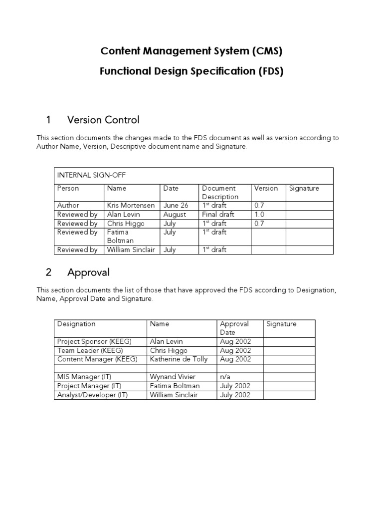 CMS Functional Design Specification | PDF | Data Model | World Wide Web