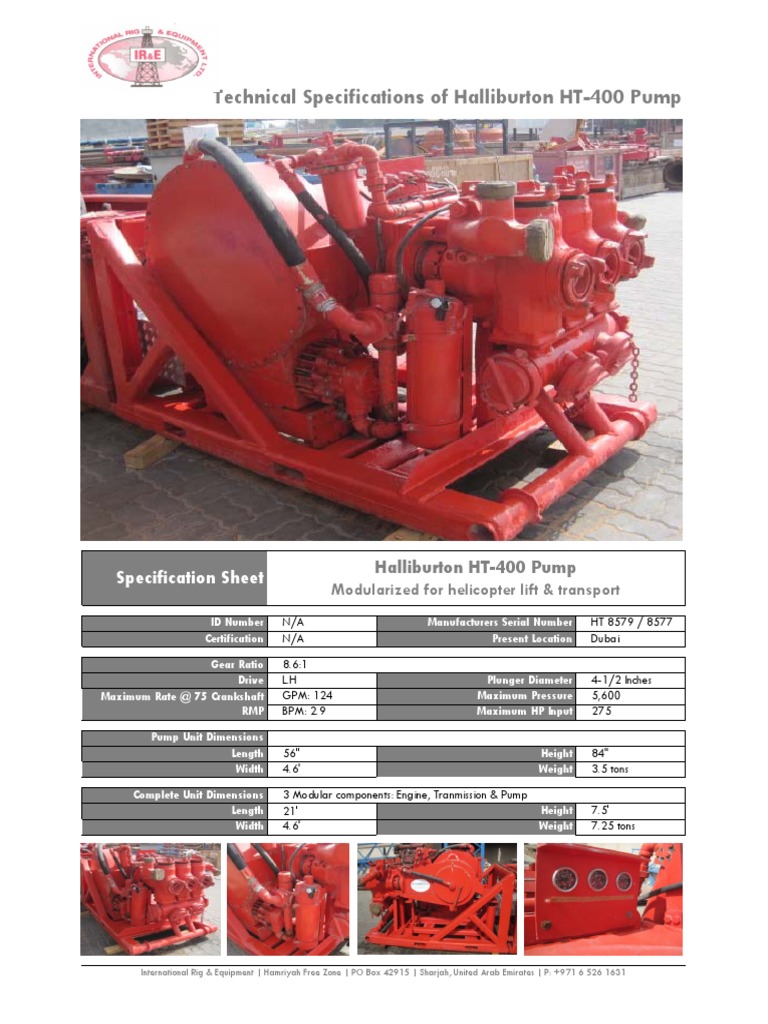 Data Sheet Halliburton HT400 Pump Only