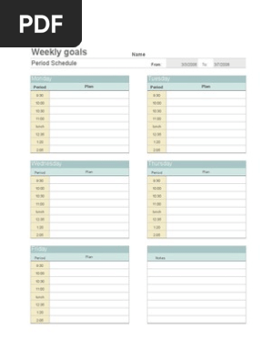 Weekly Goals Template