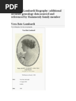 Vera Bate Lombardi Biography - Additional Accurate Genealogy Data Sourced and Referenced by Hammersly Family Member