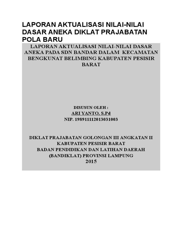 Laporan Aktualisasi Nilai