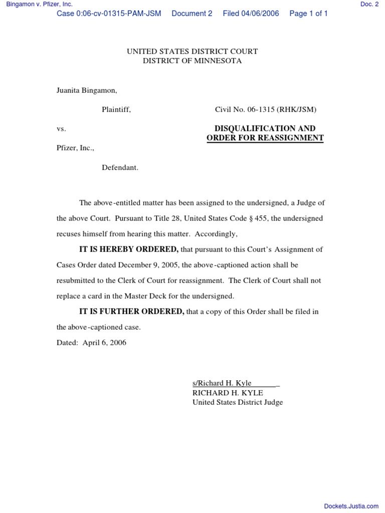 Court Order for Case Reassignment | PDF