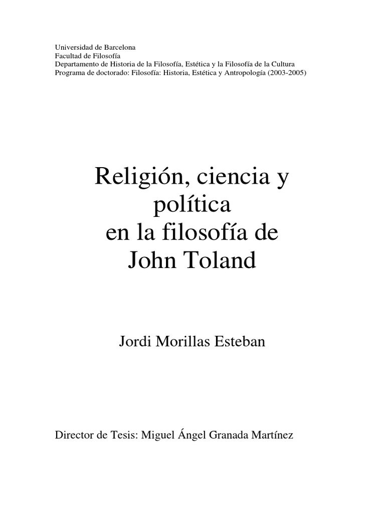 Filosofía y Cristianismo en John Toland | PDF | Conocimiento | Verdad