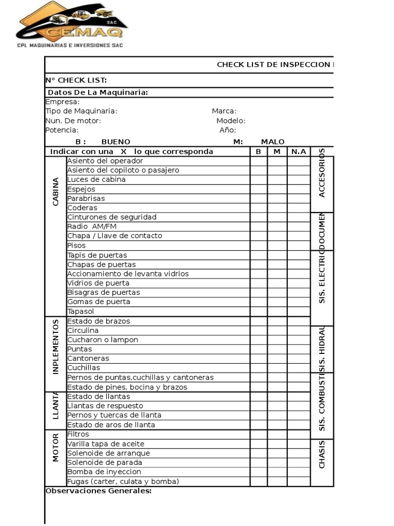 .Formato de Check List | PDF
