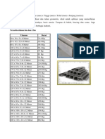 Tabel Berat Profil Baja