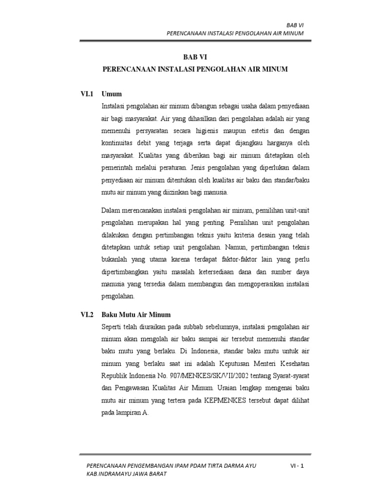 Perencanaan IPAM PDAM Tirta Dharma Ayu | PDF