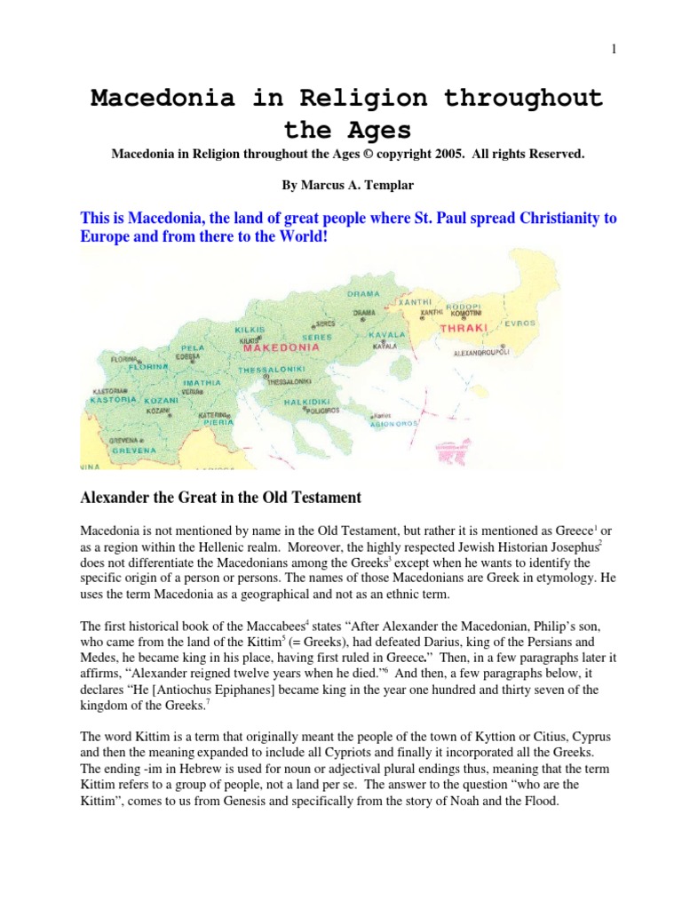 Macedonia in Religion (by Marcus A. Templar) Religion And Belief