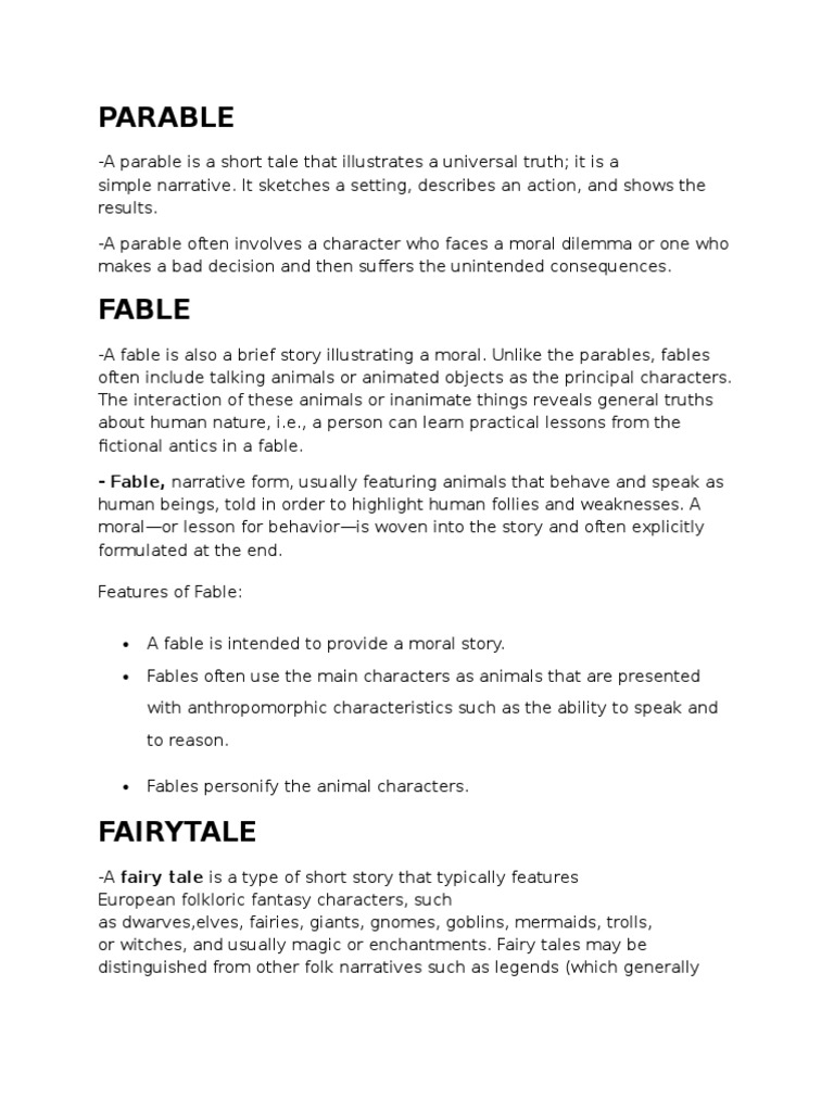 Parable Fables Fairytale | PDF | Parable | Fairy Tales