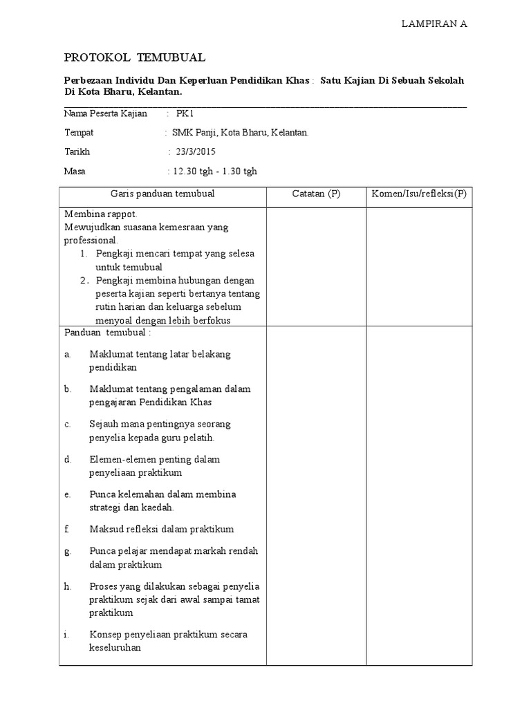 Contoh Protokol Temubual Pdf
