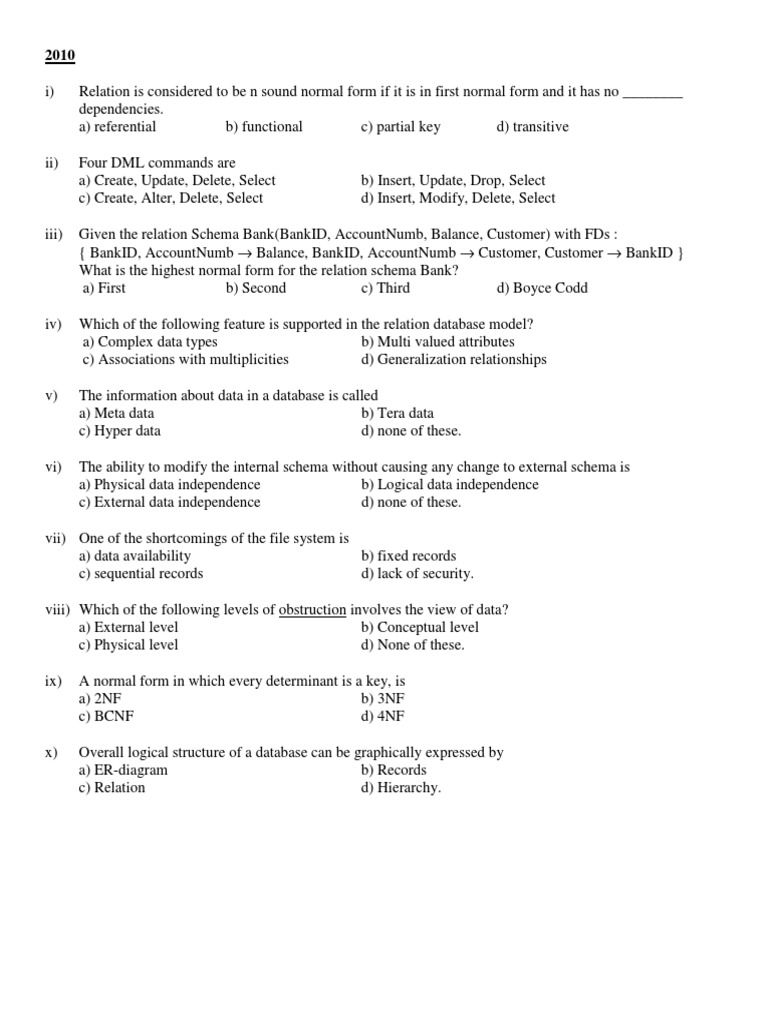 what is database model mcq