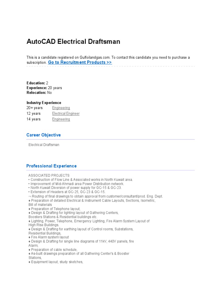 AutoCAD Electrical Draftsman | Download Free PDF | Technical Drawing ...