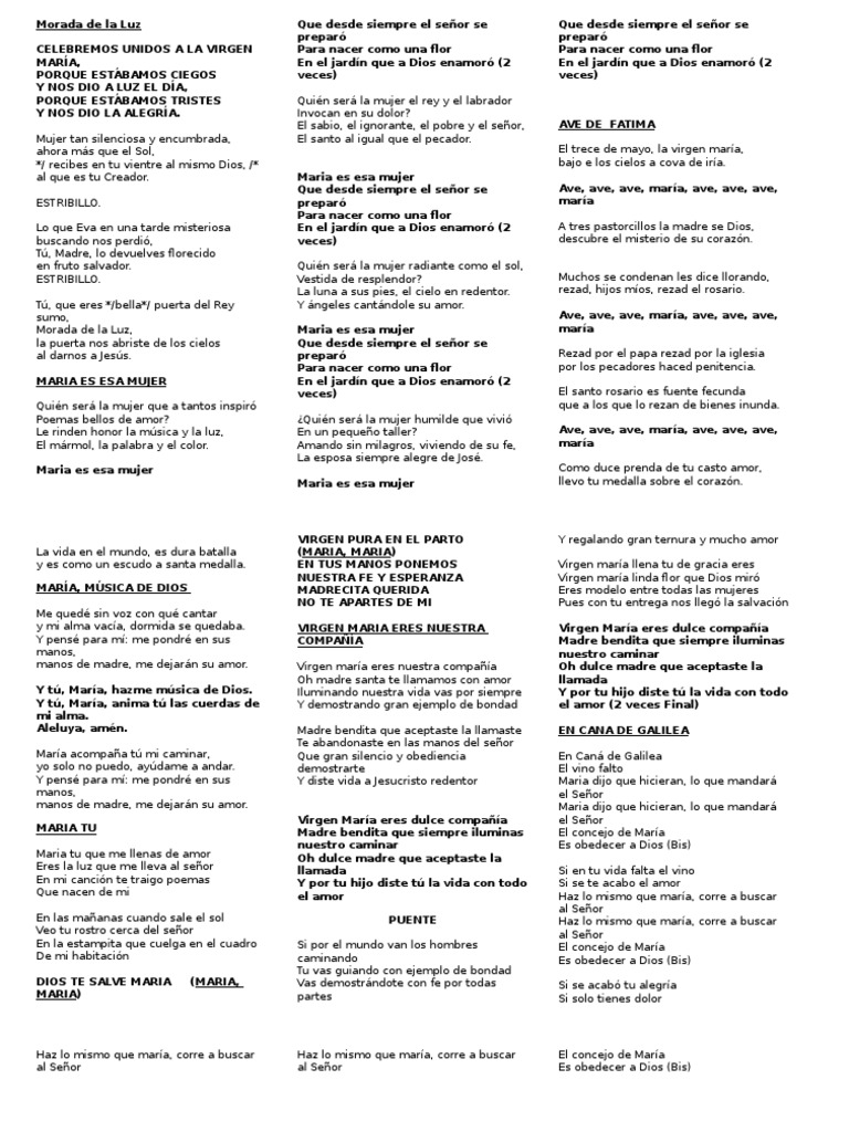 Cantos Marianos A La Virgen | PDF | María, madre de Jesús | Amor
