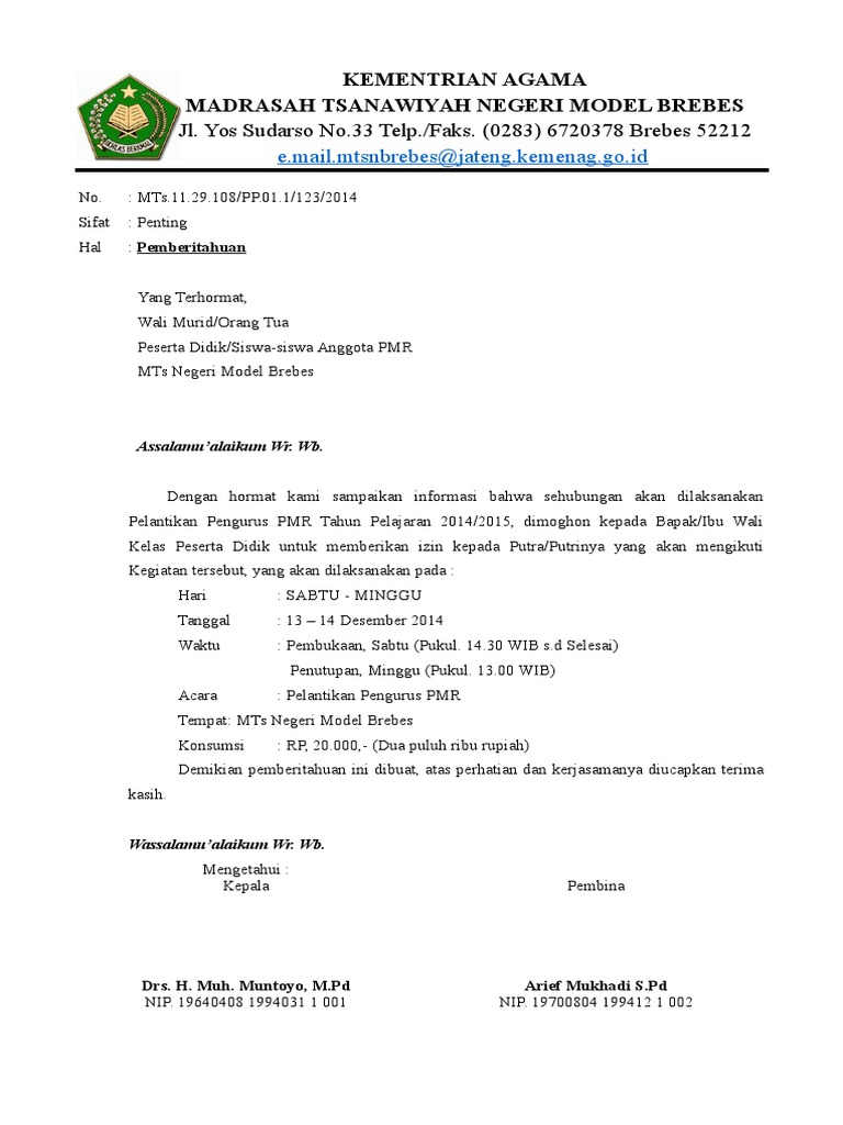 Download 63+ Contoh Surat Izin Sekolah Mts Terbaru Gratis