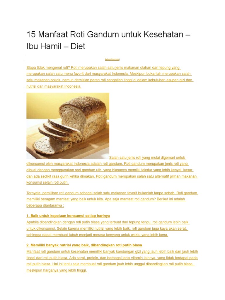 Manfaat Roti Gandum | PDF