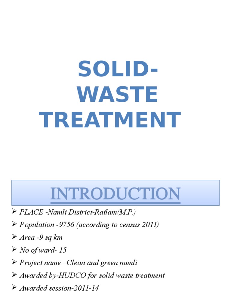 Solid Waste Treatment PDF Waste Management Economy And The