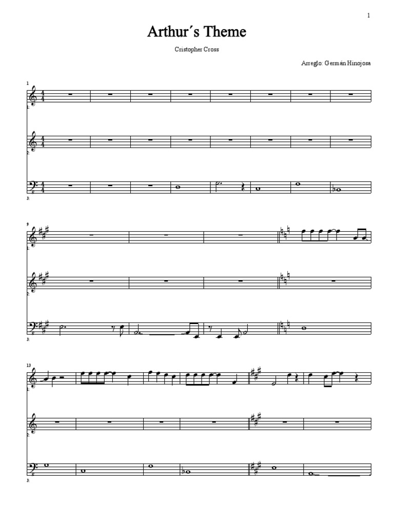 Arthur's Theme Sheet Music PDF | PDF | Leisure