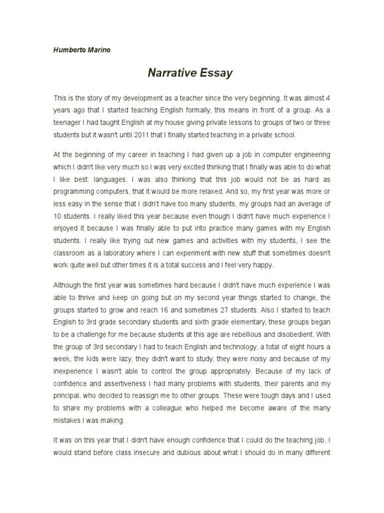 reflective narrative essay topics
