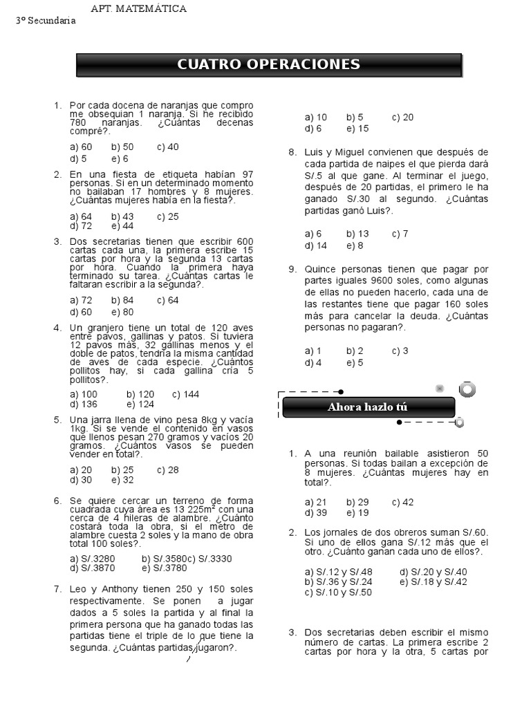 Problemas Matemáticos para Secundaria | PDF | Naturaleza