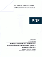 Boletim Tecnico Analise Dos Aspectos e Impactos Ambientais em Canteiros de Obras e Suas Correlacoes