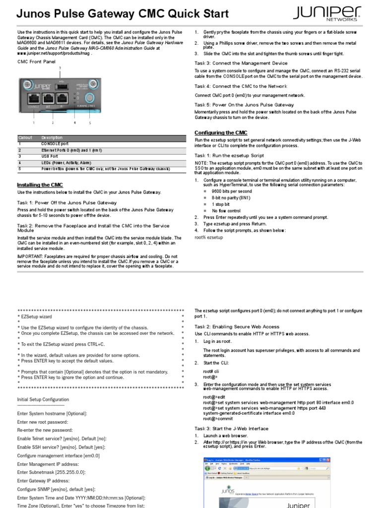 Junos Pulse Gateway CMC Setup Guide | PDF | Command Line Interface ...