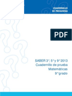 Cuadernillo Prueba SABER Matemáticas 9° año 2013 