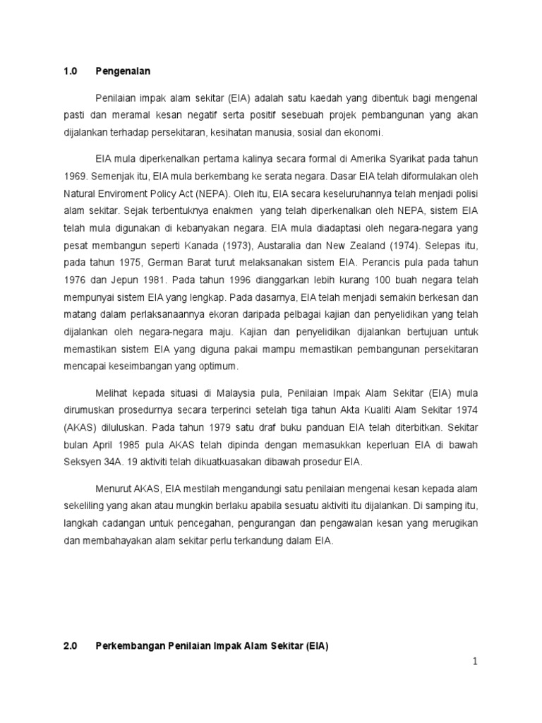 Penilaian Impak Alam Sekitar Eia Pdf