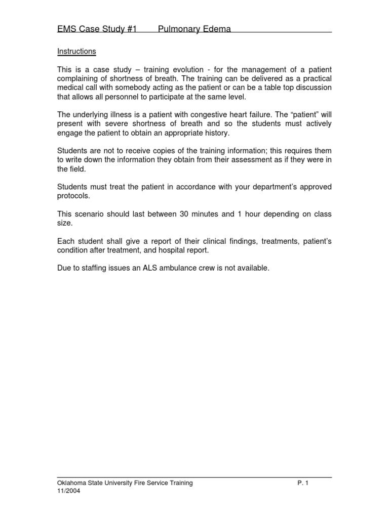 Ems Case Study 1 Pdf Emergency Medical Services Health Sciences