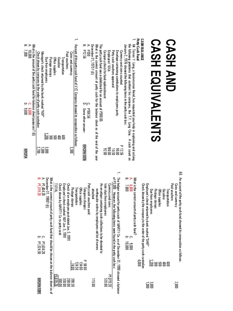 Cash and Cash Equivalents PDF Cheque Deposit Account