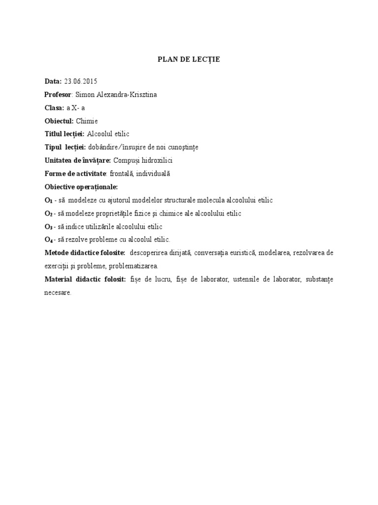 Plan de Lectie | PDF