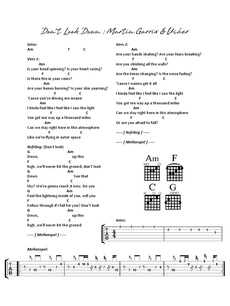 Dont Look Down - Martin Garrix and Usher - Chords | PDF | Recorded ...