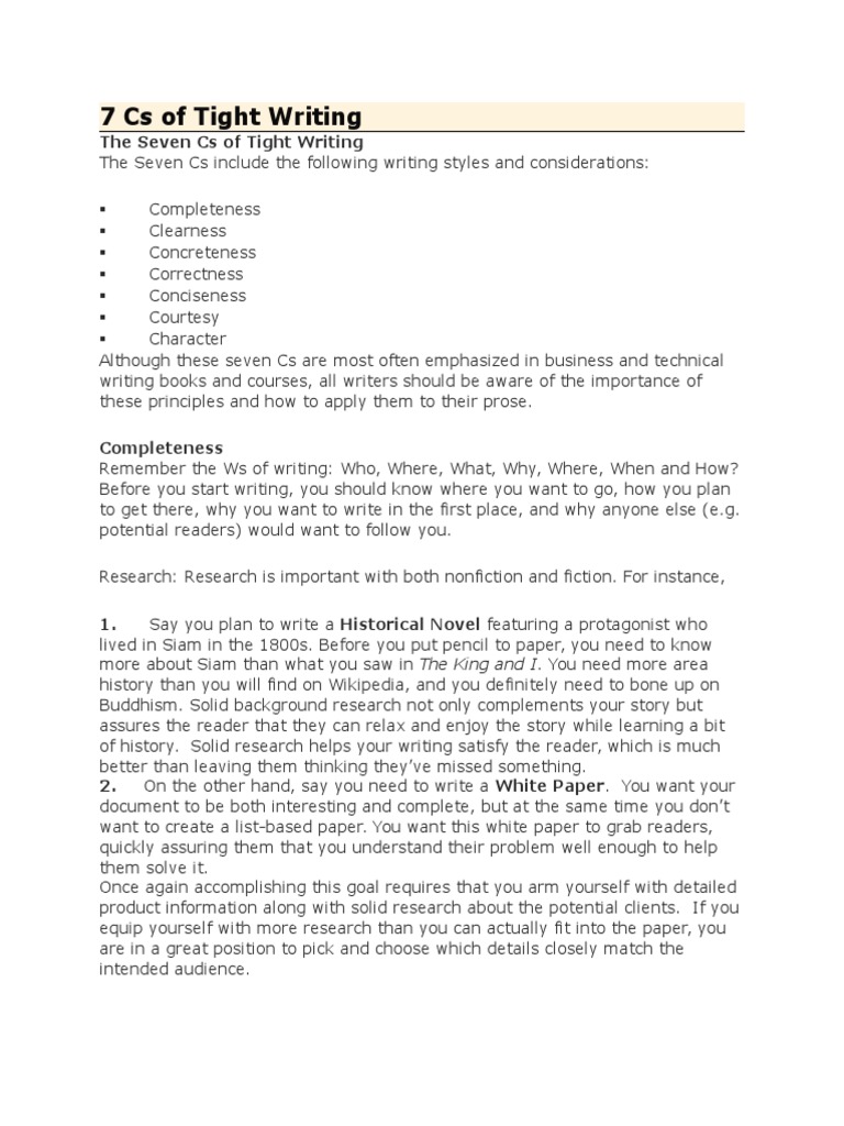 7 Cs of Tight Writing | PDF | Sentence (Linguistics) | Thought