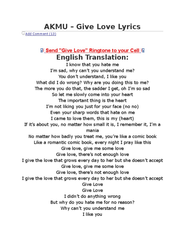 Akmu Give Love Lyrics Pdf Fruit Of The Holy Spirit Epistle To The Galatians