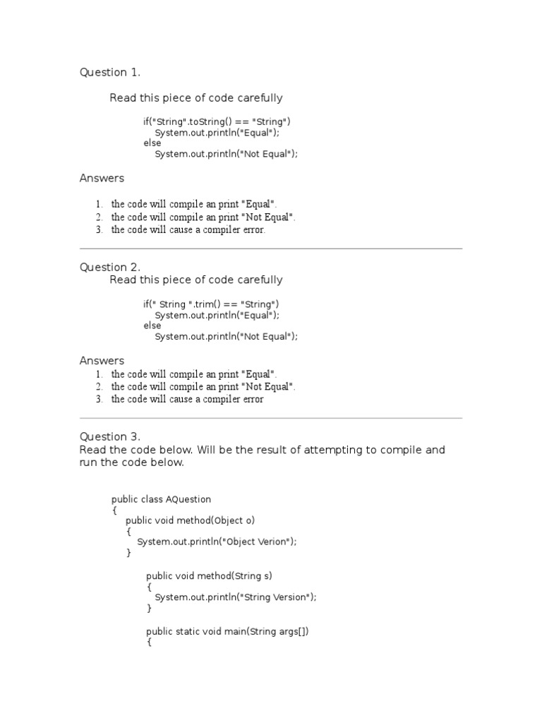 Java Code Compilation Questions | PDF | Method (Computer Programming ...