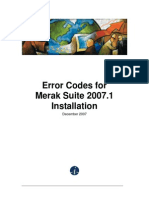 Error Codes For Merak Suite 2007.1 Installation: December 2007