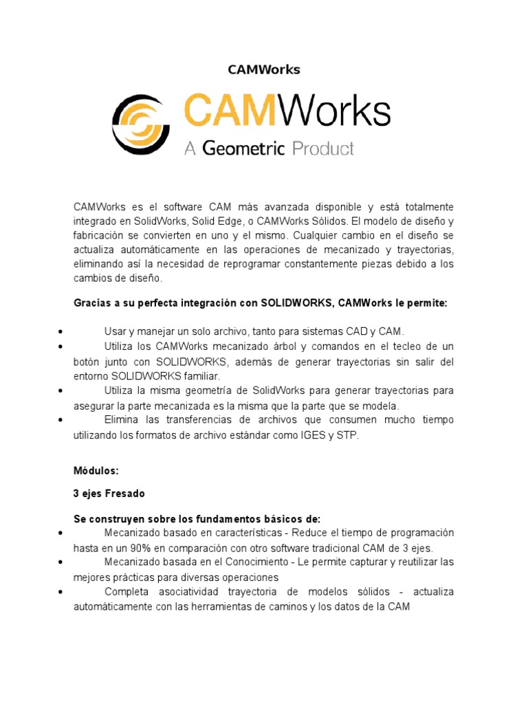 CAMWorks | PDF | Control numerico | Mecanizado