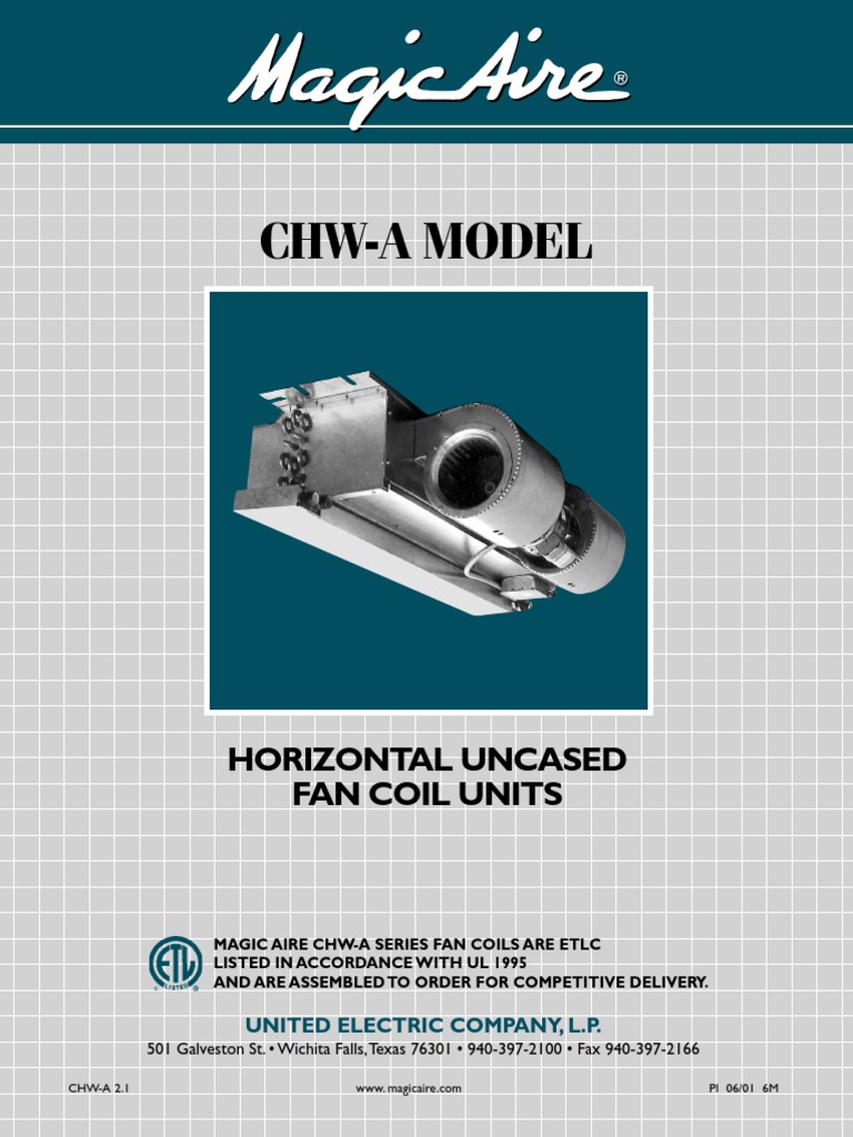 ChwA Model Horizontal Uncased Fan Coil Units