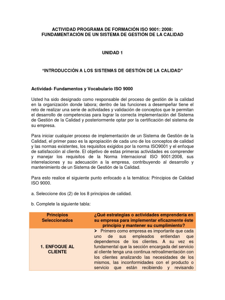 Fundamentos y Vocabulario Iso 9000 | PDF | Gestión de la calidad ...