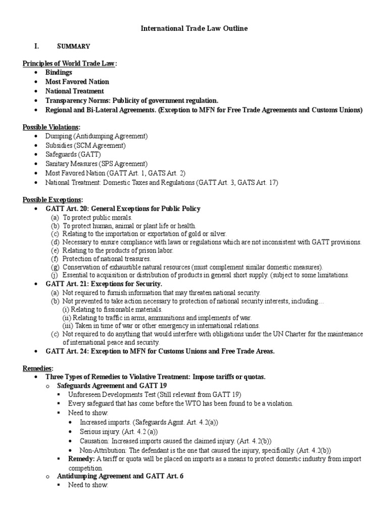 International Trade Law Overview | PDF | World Trade Organization ...