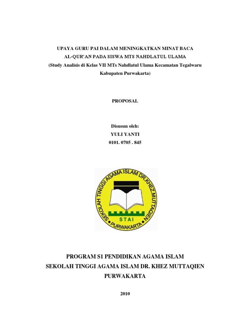 Proposal Skripsi Upaya Guru Pai Dalam Meningkatkan Minat Baca Alquran