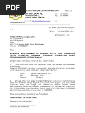 Surat Mohon Gelanggang Futsal Dan Penginapan Pdf