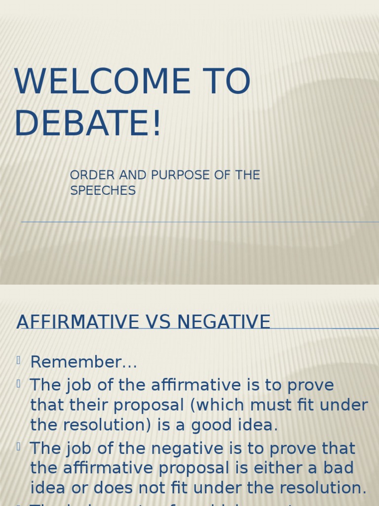 Debate Structure: Affirmative vs Negative | PDF | Life Skills | Public ...