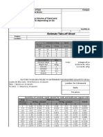 Concrete works estimate take-off sheet