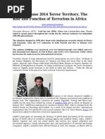 Mezyaev June 2014 Terror Territory. the Rise and Function of Terrorism in Africa 