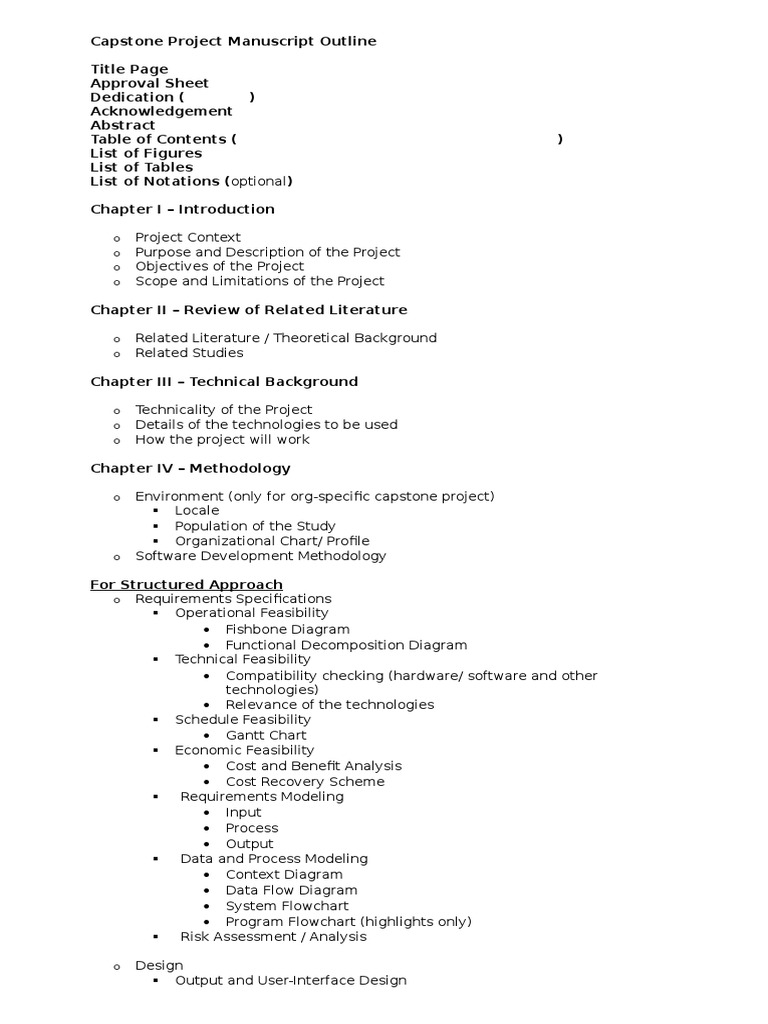 Capstone Project Manuscript Outline PDF Specification (Technical