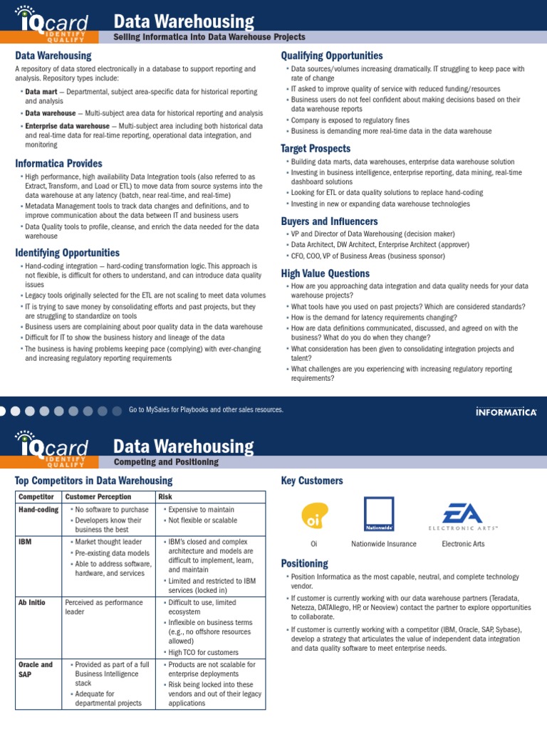 Selling Informatica for Data Warehousing | PDF | Data Warehouse | Data ...