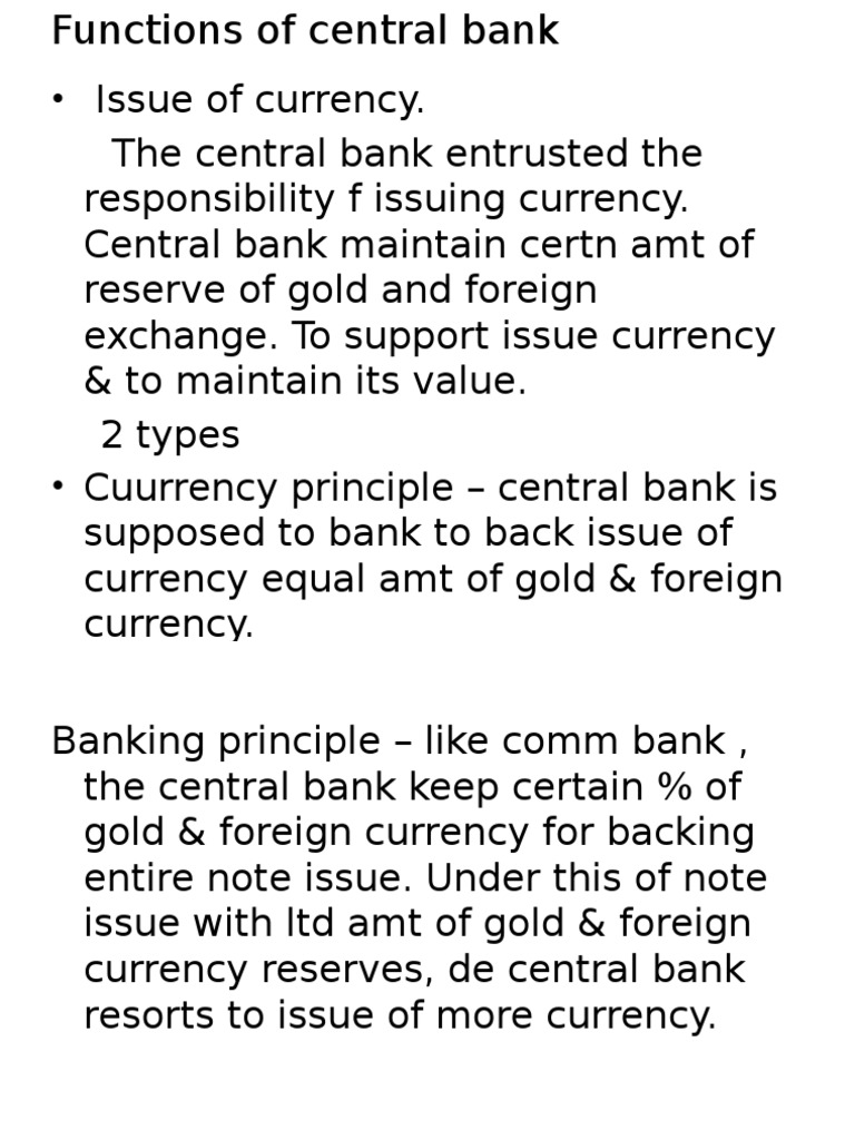 Functions of central bank.pptx Central Banks Currency
