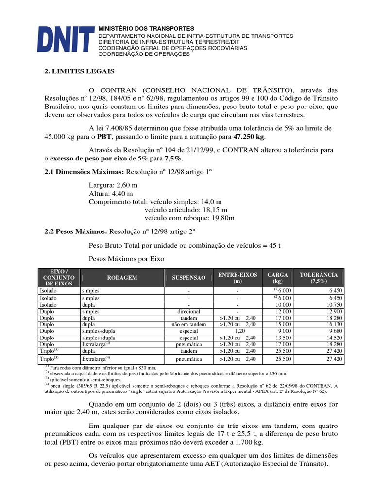 Tabelas DNIT PDF Tráfego Pneu