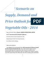 Global Scenario On Supply, Demand and Price Outlook For Vegetable Oils - 2014