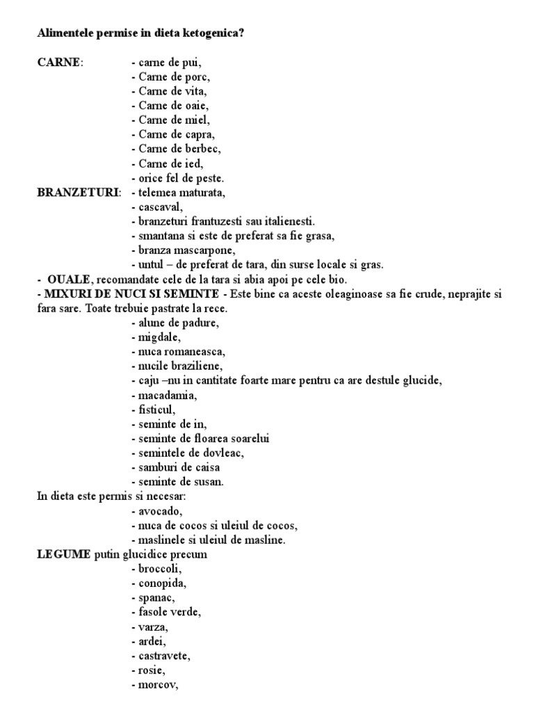 alimente permise in keto