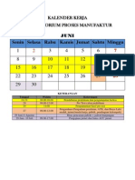 Kalender Kerja Laboratorium Proses Manufaktur 2015 Gel I & II